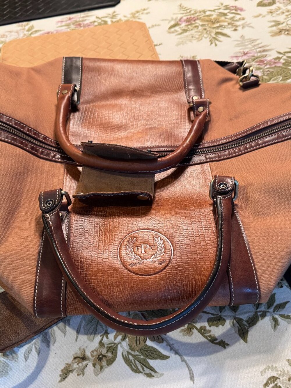 F H Wadsworth Canvas & Leather Travel Duffle Bag From Pepper Pike Golf Club Brow